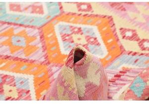 Tappeto Kilim Geometrico Rosa Azzurro 121x184 Cm