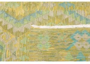 Tappeto Kilim Geometrico Verde Oliva Azzurro 100x145 Cm