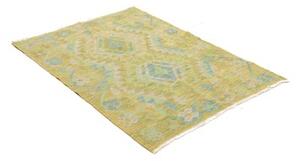 Tappeto Kilim Geometrico Verde Oliva Azzurro 100x145 Cm