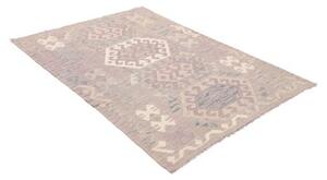 Tappeto Kilim Stilizzato Grigio Tortora Avorio 122x175 Cm