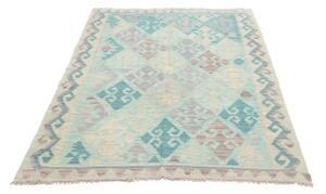 Tappeto Kilim Geometrico Turchese Beige 126x170 Cm