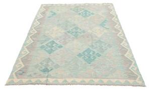 Tappeto Kilim Geometrico Celeste Grigio Perla 122x179 Cm