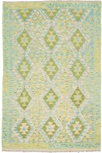 Tappeto Kilim Geometrico Verde Azzurro 128x188 Cm