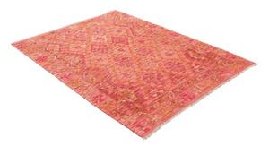 Tappeto Kilim Geometrico Rosso Corallo Arancione 131x169 Cm