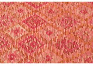 Tappeto Kilim Geometrico Rosso Corallo Arancione 131x169 Cm