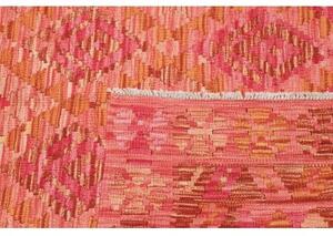 Tappeto Kilim Geometrico Rosso Corallo Arancione 131x169 Cm