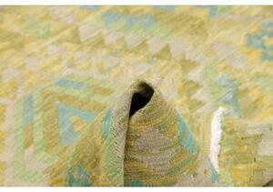 Tappeto Kilim Geometrico Verde Oliva Azzurro 100x145 Cm