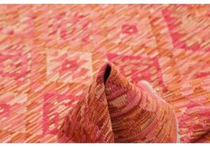 Tappeto Kilim Geometrico Rosso Corallo Arancione 131x169 Cm