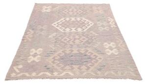 Tappeto Kilim Stilizzato Grigio Tortora Avorio 122x175 Cm
