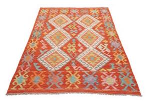 Tappeto Kilim Geometrico Rosso Multicolore 119x191 Cm