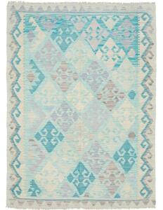 Tappeto Kilim Geometrico Turchese Beige 126x170 Cm
