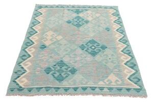 Tappeto Kilim Stilizzato Turchese Grigio Chiaro 104x151 Cm