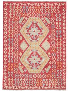 Tappeto Kilim Geometrico Rosso Azzurro 129x179 Cm
