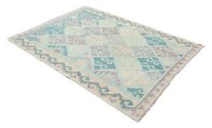 Tappeto Kilim Geometrico Turchese Beige 126x170 Cm