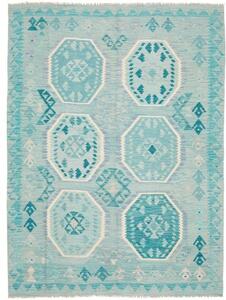 Tappeto Kilim Geometrico Azzurro Celeste 158x215 Cm