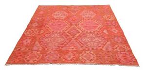 Tappeto Kilim Stilizzato Rosso Mattone Arancione 159x197 Cm