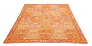 Tappeto Kilim Stilizzato Arancione Rosa 153x201 Cm