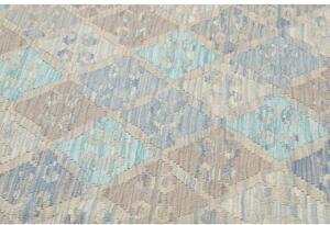 Tappeto Kilim Stilizzato Beige Azzurro 152x208 Cm