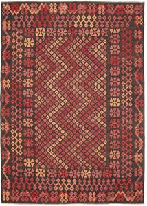 Tappeto Kilim Stilizzato Marrone Scuro Rosso 207x290 Cm