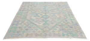 Tappeto Kilim Geometrico Beige Azzurro 154x194 Cm