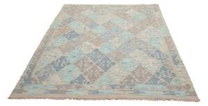 Tappeto Kilim Stilizzato Beige Azzurro 152x208 Cm