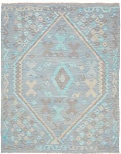 Tappeto Kilim Stilizzato Celeste Grigio Tortora 149x192 Cm