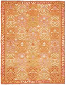 Tappeto Kilim Stilizzato Arancione Rosa 153x201 Cm