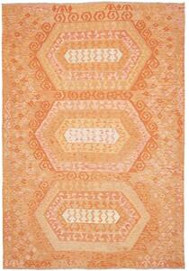 Tappeto Kilim Geometrico Arancione Beige 206x299 Cm