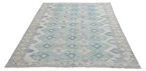 Tappeto Kilim Geometrico Azzurro Avorio 157x202 Cm