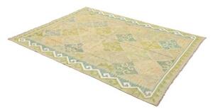 Tappeto Kilim Geometrico Verde Salvia Beige 154x211 Cm