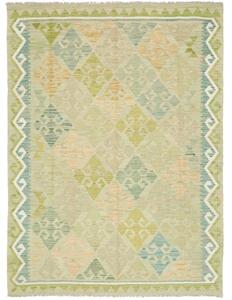 Tappeto Kilim Geometrico Verde Salvia Beige 154x211 Cm