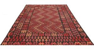 Tappeto Kilim Stilizzato Marrone Scuro Rosso 207x290 Cm