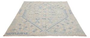 Tappeto Kilim Stilizzato Grigio Chiaro Azzurro 166x198 Cm