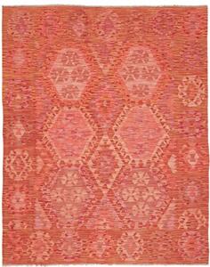 Tappeto Kilim Stilizzato Rosso Mattone Arancione 159x197 Cm