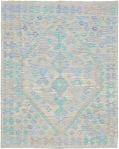 Tappeto Kilim Geometrico Beige Azzurro 154x194 Cm