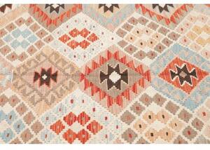 Tappeto Kilim Geometrico Avorio Rosso Mattone 185x252 Cm