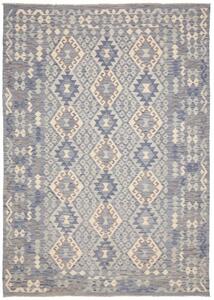 Tappeto Kilim Geometrico Blu Avorio 204x291 Cm