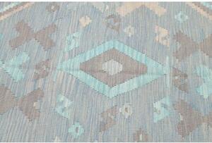 Tappeto Kilim Stilizzato Celeste Grigio Tortora 149x192 Cm