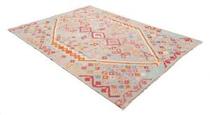 Tappeto Kilim Stilizzato Grigio Chiaro Arancione 158x212 Cm