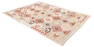 Tappeto Kilim Geometrico Avorio Rosso Mattone 185x252 Cm
