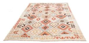Tappeto Kilim Geometrico Avorio Rosso Mattone 185x252 Cm