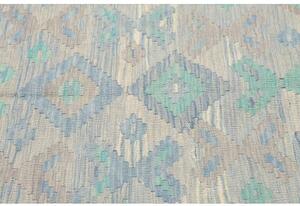 Tappeto Kilim Geometrico Beige Azzurro 154x194 Cm