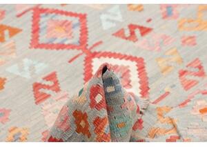 Tappeto Kilim Stilizzato Grigio Chiaro Arancione 158x212 Cm