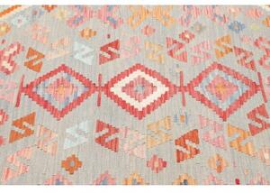 Tappeto Kilim Stilizzato Grigio Chiaro Arancione 158x212 Cm