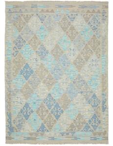 Tappeto Kilim Stilizzato Beige Azzurro 152x208 Cm