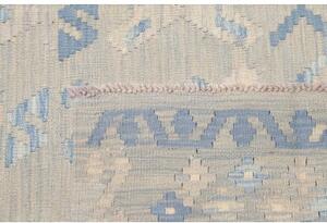 Tappeto Kilim Stilizzato Grigio Chiaro Azzurro 166x198 Cm
