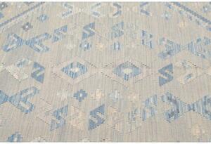 Tappeto Kilim Stilizzato Grigio Chiaro Azzurro 166x198 Cm