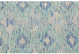 Tappeto Kilim Geometrico Azzurro Avorio 157x202 Cm