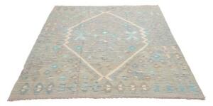 Tappeto Kilim Geometrico Celeste Grigio 155x195 Cm