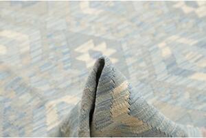 Tappeto Kilim Geometrico Azzurro Avorio 264x303 Cm